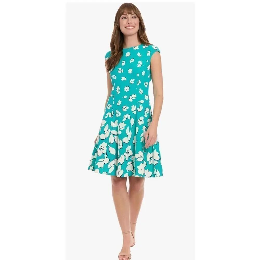 London Times Women's Cap Sleeve Fit and Flare -10P